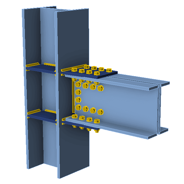 Combined double-channel fin plate connection (stiffness)