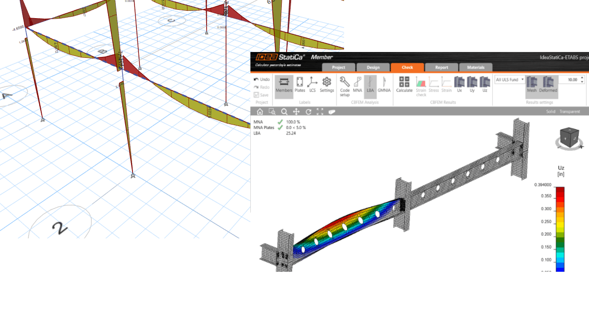 Step-by-step tutorial for steel member buckling analysis using the BIM link between ETABS and IDEA StatiCa. Structural engineering design software.