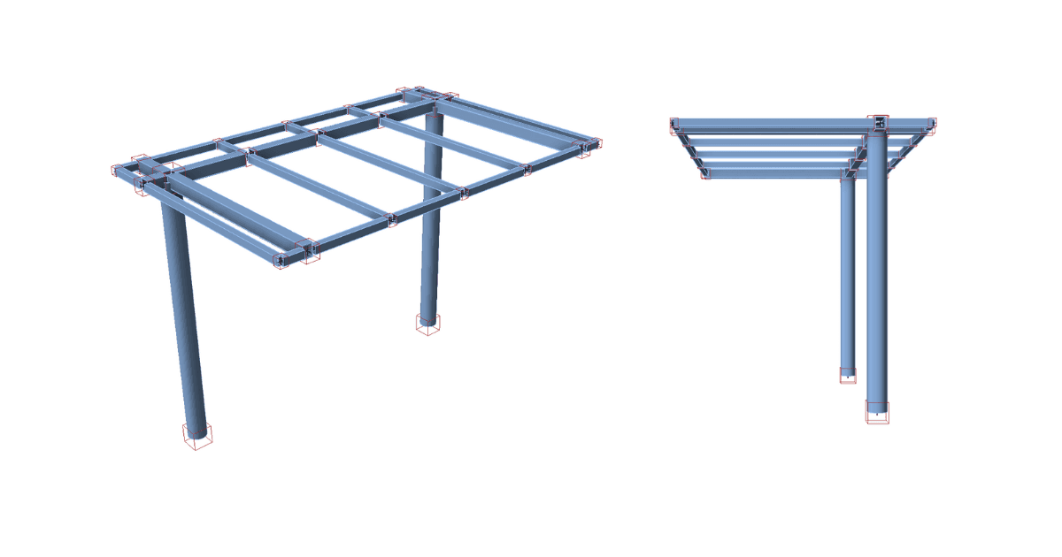 Steel shelter structure for covered linkway