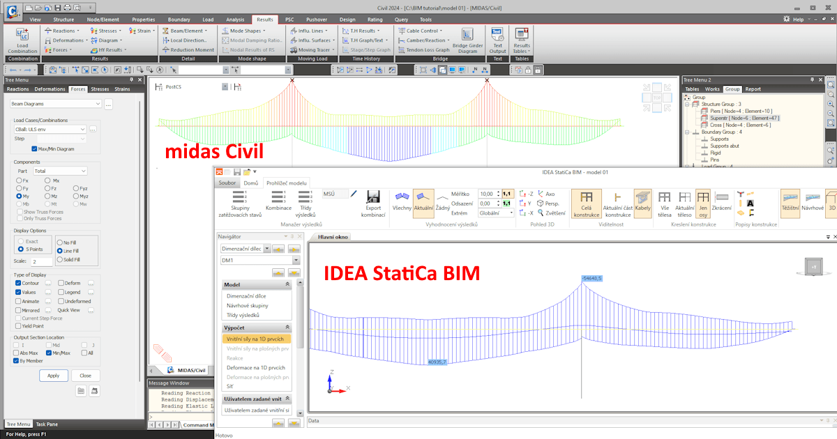 Midas Civil BIM link for design of three-span post-tensioned bridge