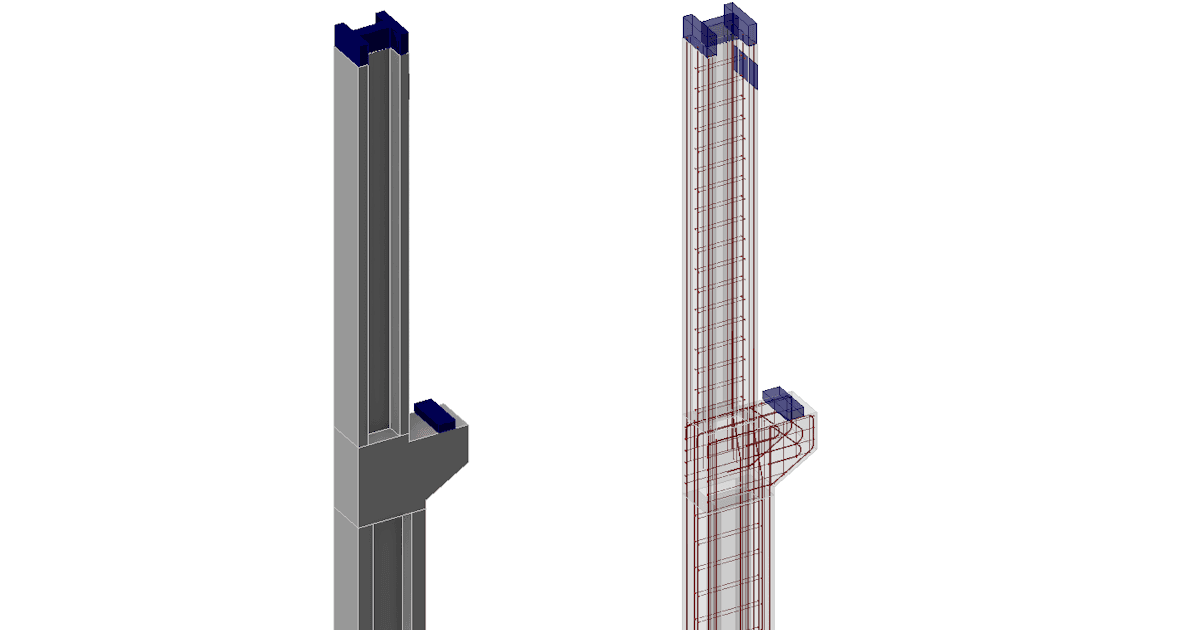 Example of calculation reinforced concrete column with corbel. The column has two parts with different sizes of I-section. Concrete Corbel calculation according to EN code in IDEA StatiCa Detail.