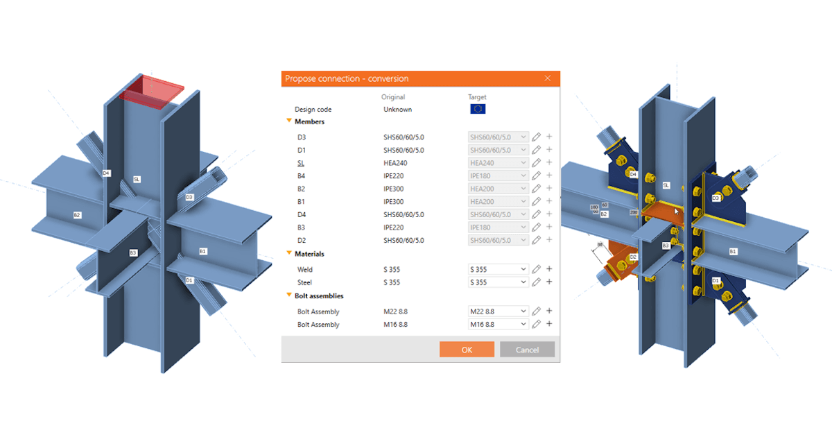 Dialoogvenster voor template toepassing met schetsen en parameters