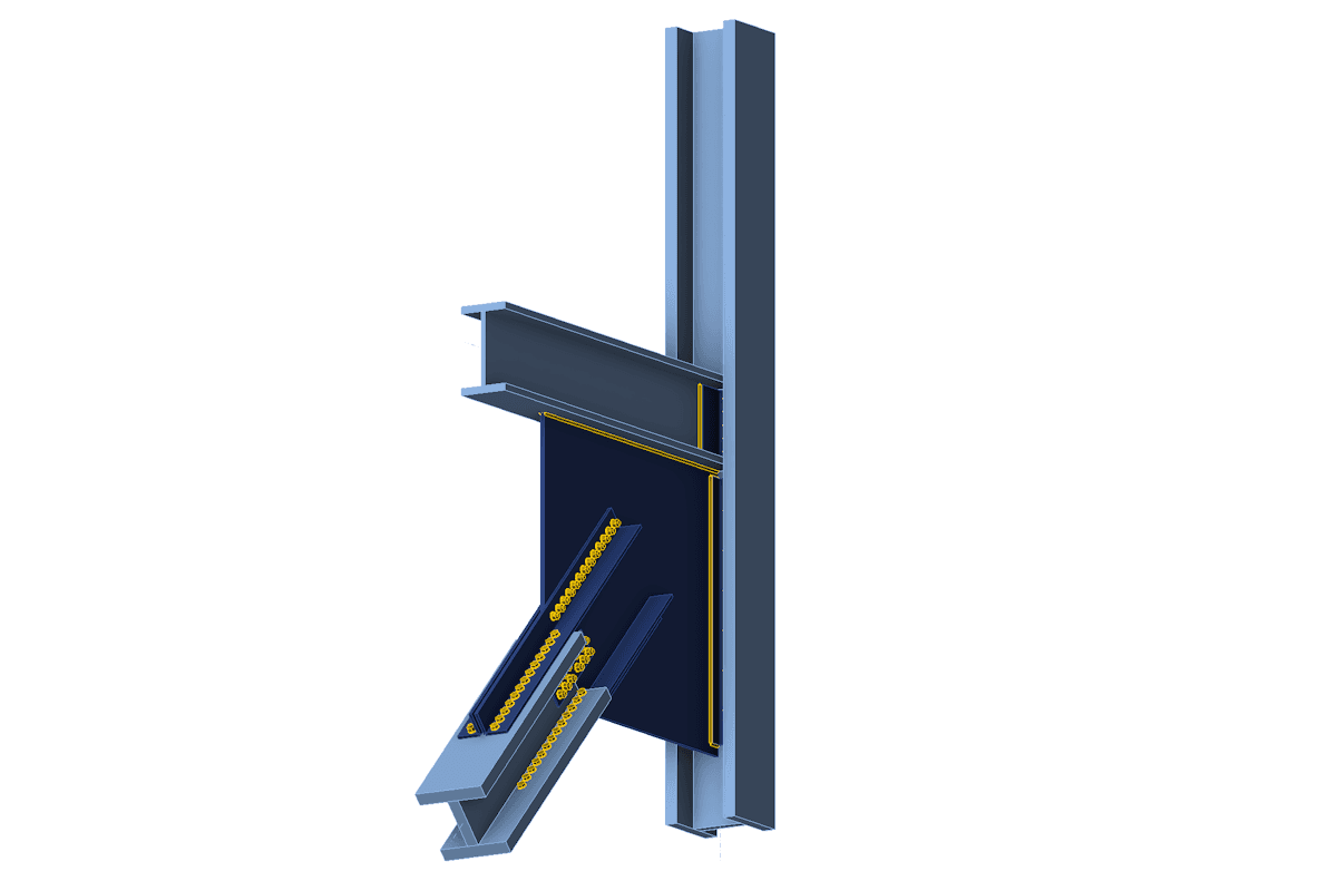 Wide flange bracing claw angles connection