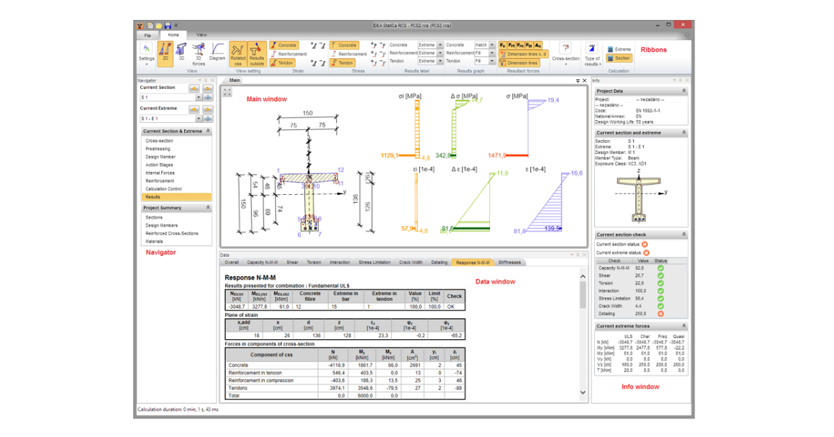 IDEA StatiCa RCS (Reinforced Concrete Section) user guide for the structural design of concrete structures in version 8. IDEA StatiCa - a structural engineering design software.