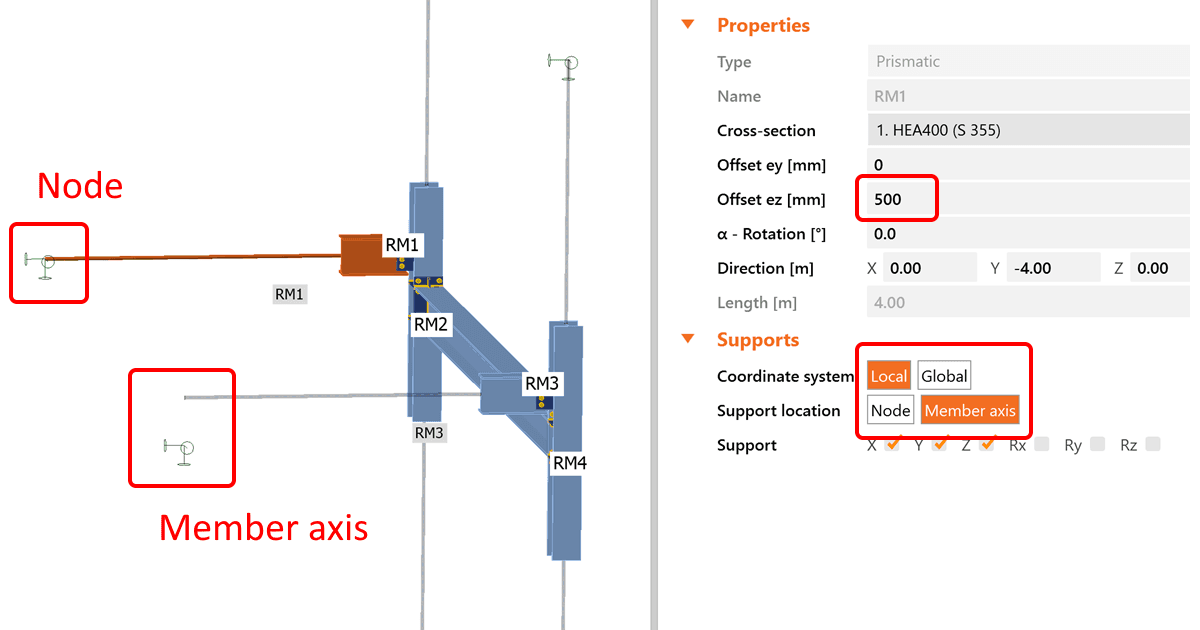 Supports with offset in Member