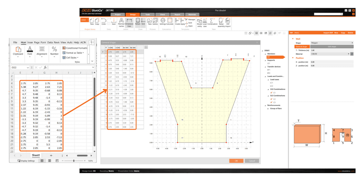 Simple insertion of table inputs into IDEA StatiCa Detail
