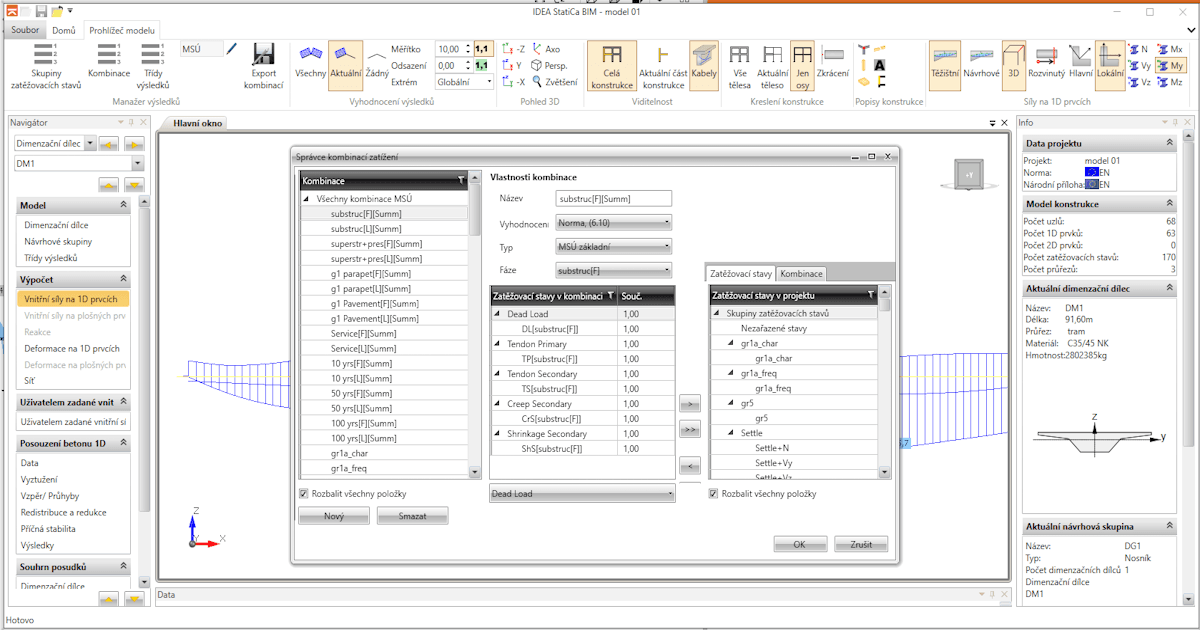 Midas Civil BIM link – logic of load cases and combinations postprocessing in IDEA StatiCa BIM