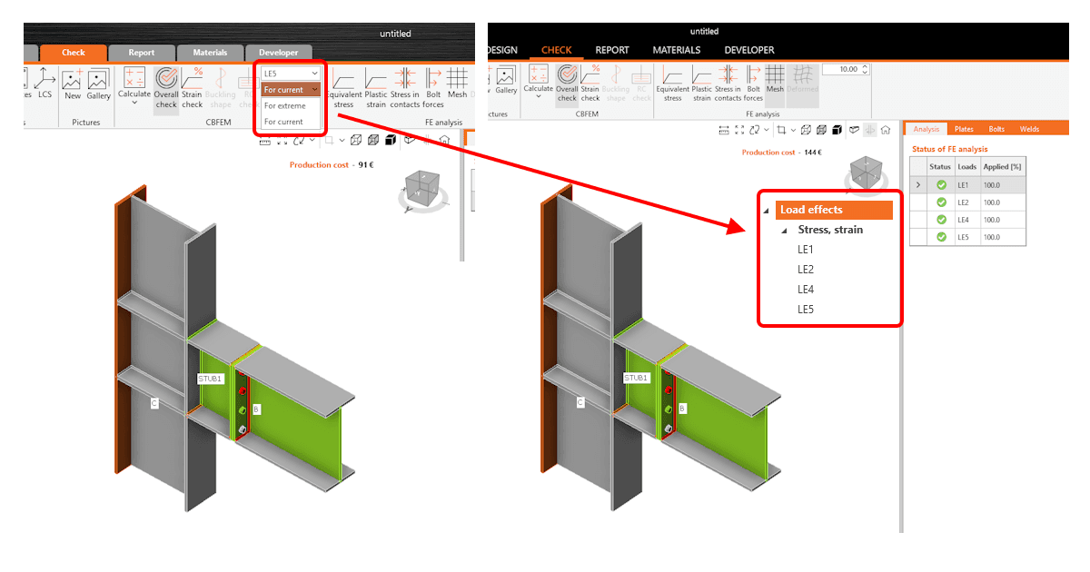 Load effects displayed in the scene