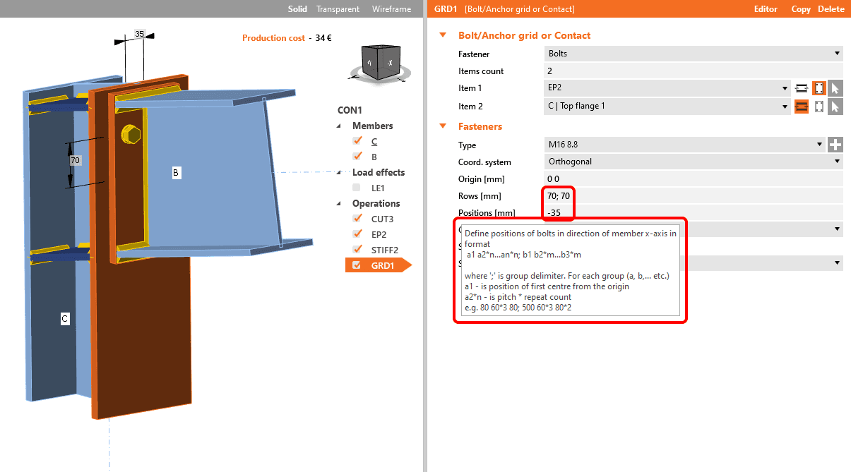 How to set position of bolts