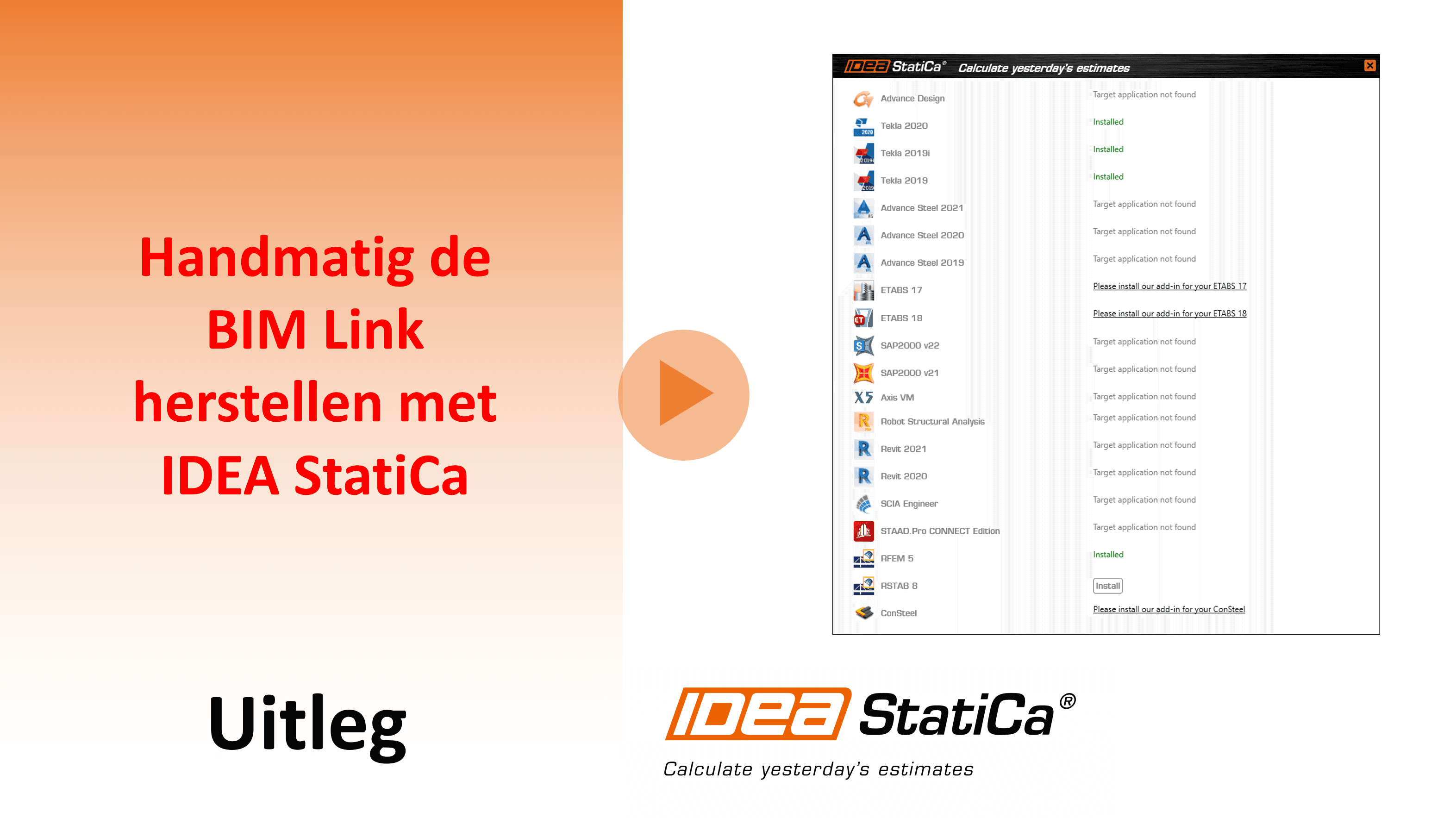 Handmatig de BIM link herstellen IDEA StatiCa
