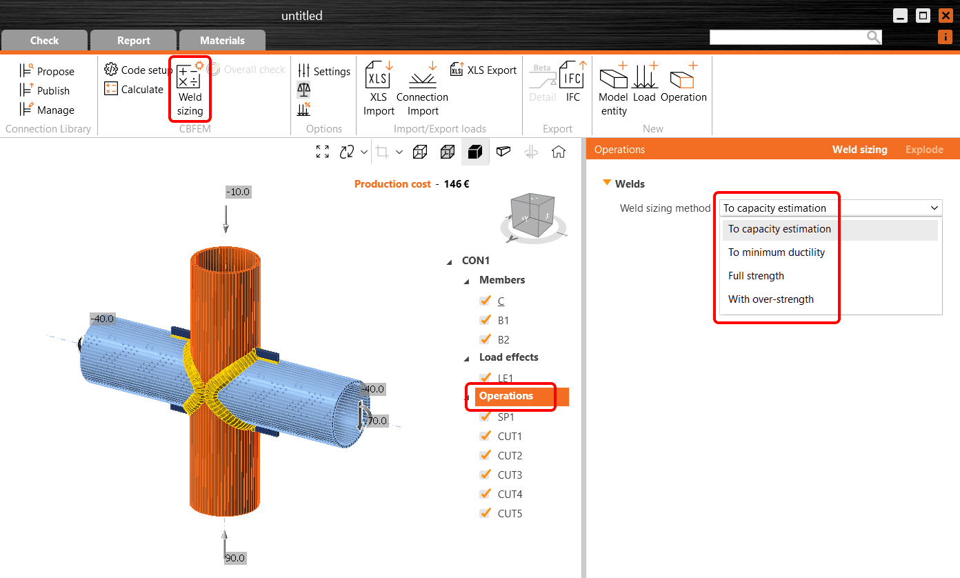 Weld sizing