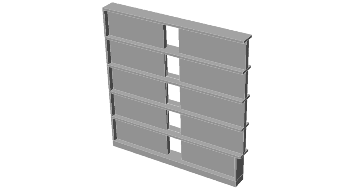 Calculation of the model of Reinforced 5 floor concrete wall. EN design code.