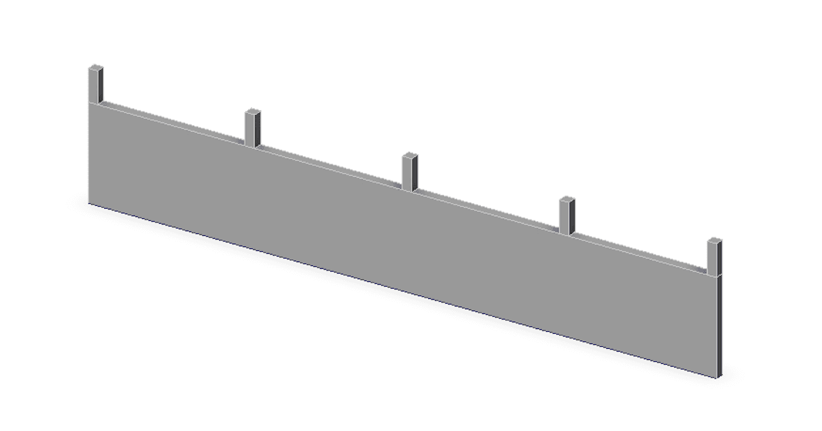 An Example of calculation of the model Concrete Reinforced Vertically Loaded Basement Wall in IDEA StatiCa DETAIL according to ACI (metric units) code. The total length of the wall is 20m. The wall is loaded by a columns. Code-checking of the discontinuity region.